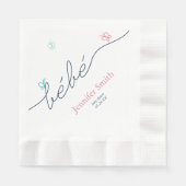 シンプルButterflyフランスの Baby Shower Sipとsee 縁ありランチョンナプキン (正面)