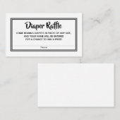 シンプルBWベビーシャワーおむつラッフルチケット エンクロージャーカード (正面/裏面)