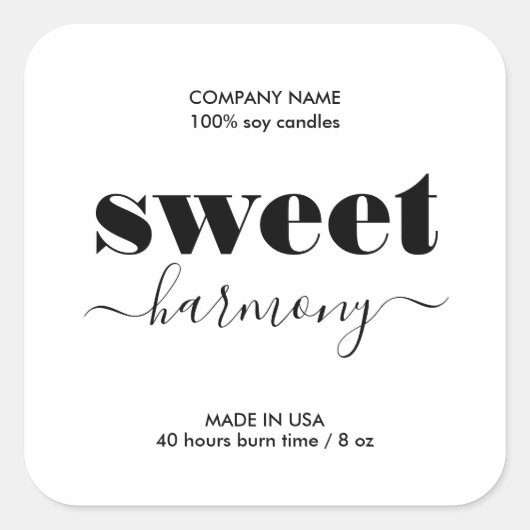 シンプルCandle製品ラベルモダンミニマル スクエアシール (正面)