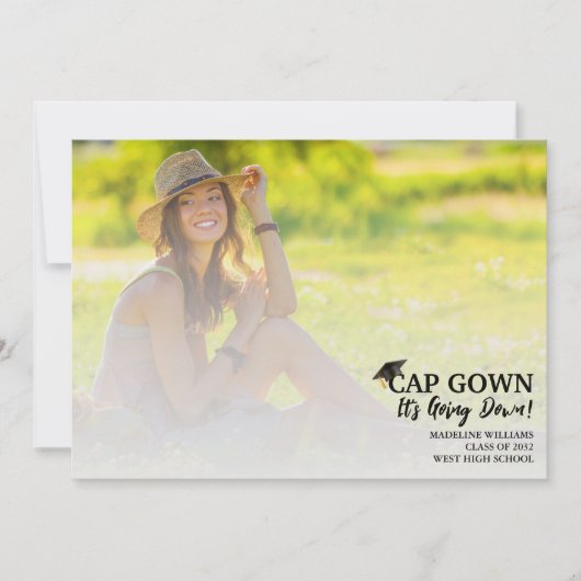 シンプルCap Gown It's Going Down Photo Announcement 招待状 (正面)