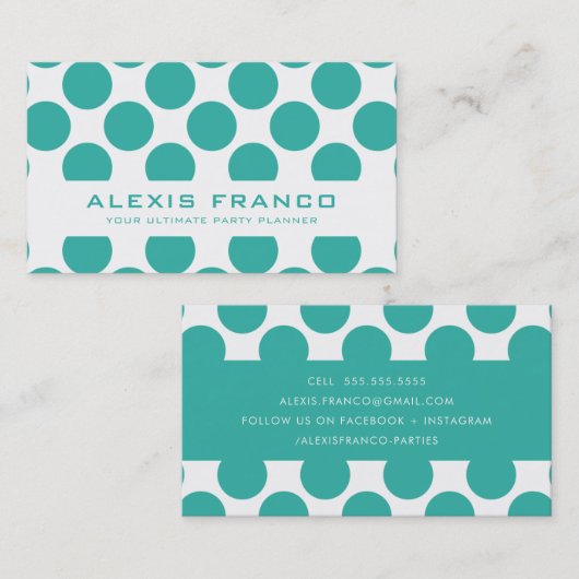 シンプルCARD可愛いはっきりした水玉模様玉グリーン 名刺 (正面/裏面)