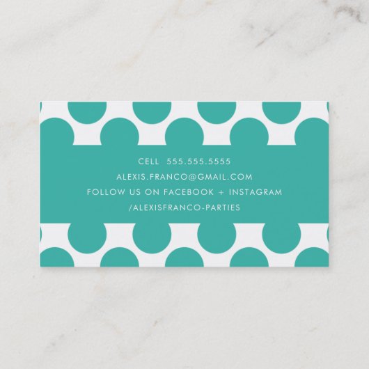 シンプルCARD可愛いはっきりした水玉模様玉グリーン 名刺 (裏面)