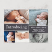 シンプルChalkboard複数のベビー写真の紹介 案内ポストカード (正面)