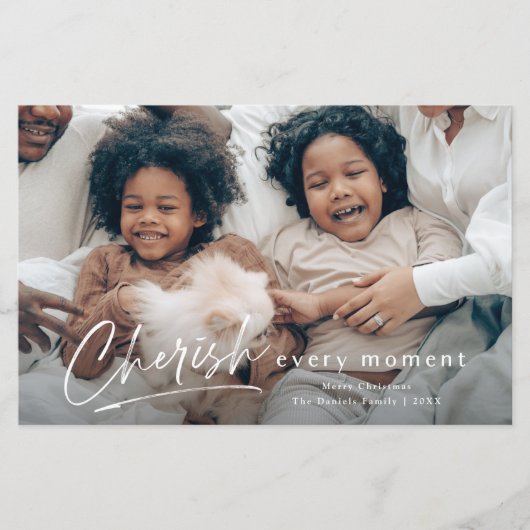 シンプルCherish Scriptフォトクリスマスカード (正面)