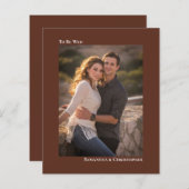 シンプルChestnut Brown BUDGETの結婚フォト招待状 (正面/裏面)