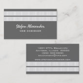 シンプルChicストライプ名刺、グレー 名刺 (正面/裏面)