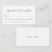 シンプルChic 結婚'No Meal Option RSVP ノートカード (正面/裏面)