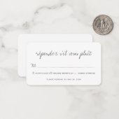 シンプルChic 結婚'No Meal Option RSVP ノートカード (正面/裏面インサイチュ)