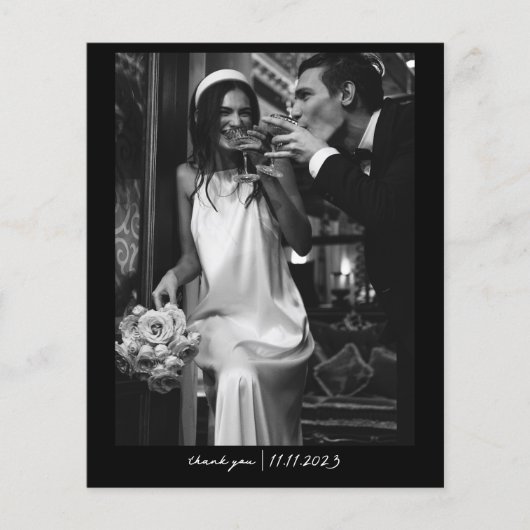 シンプルChic Budget Photoの結婚サンキューカード (正面)