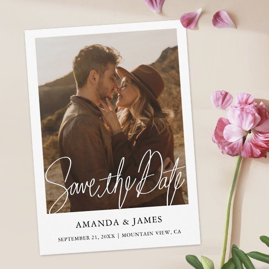 シンプルChic Photoモダン婚約日付の保存 セーブザデート