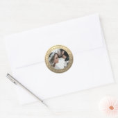 シンプルChic Save the Date 結婚's Photo金ゴールドクラス ラウンドシール (封筒)