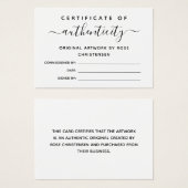 シンプルChic Script Certificate of Authenticity (正面&裏面)