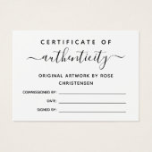 シンプルChic Script Certificate of Authenticity (正面)