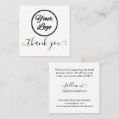 シンプルChic Script Logoビジネスサンキューカード スクエア名刺 (正面/裏面)