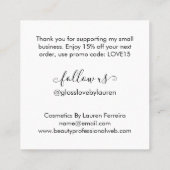 シンプルChic Script Logoビジネスサンキューカード スクエア名刺 (裏面)