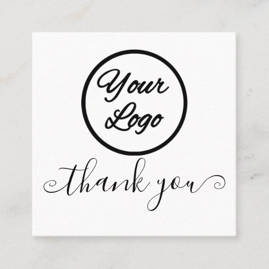 シンプルChic Script Logoビジネスサンキューカード スクエア名刺 (正面)