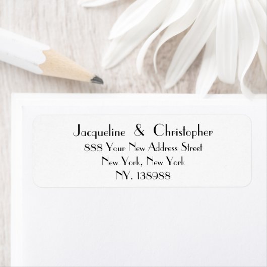 シンプルChic Script Nameの結婚差出人住所 ラベル (インサイチュ)