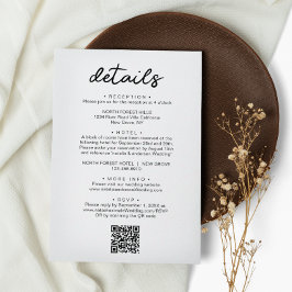 シンプルChic Script QRコードの結婚詳細 エンクロージャーカード