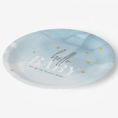 シンプルChic We are on Cloud 9 Hello Baby Shower ペーパープレート (アングル)