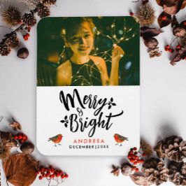 シンプルChristmas Robin Photo Typo マグネット