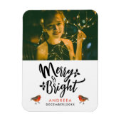 シンプルChristmas Robin Photo Typo マグネット (縦)