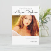 シンプルClassyスクリプトOneフォトホワイト |ブラック文字 案内状 (スタンド正面)