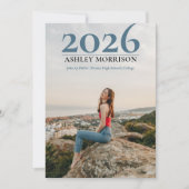 シンプルClassy 2023 Two Photo - Blue Graduation 招待状 (正面)