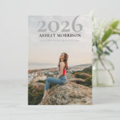 シンプルClassy 2025 2フォトグレー卒業 招待状 (スタンド正面)