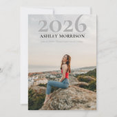 シンプルClassy 2025 2枚の写真卒業 招待状 (正面)