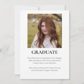 シンプルClassy 2025 2枚の写真卒業 招待状 (裏面)