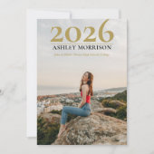 シンプルClassy 2025 2枚の写真 – オリーブの卒業 招待状 (正面)