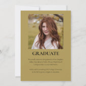 シンプルClassy 2025 2枚の写真 – オリーブの卒業 招待状 (裏面)