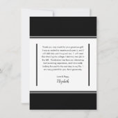 シンプルClassy 3フォトブラック |ホワイトの卒業 サンキューカード (裏面)