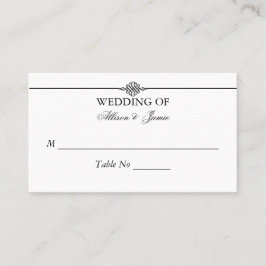 シンプルClasy白黒の結婚テーブル番号 プレイスカード