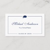 シンプルClean Black and White Graduation Name Card コーリングカード (正面)