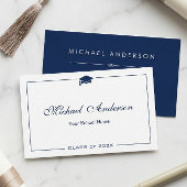 シンプルClean Black and White Graduation Name Card コーリングカード