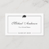 シンプルClean Black and White Graduation Name Card コーリングカード (正面)