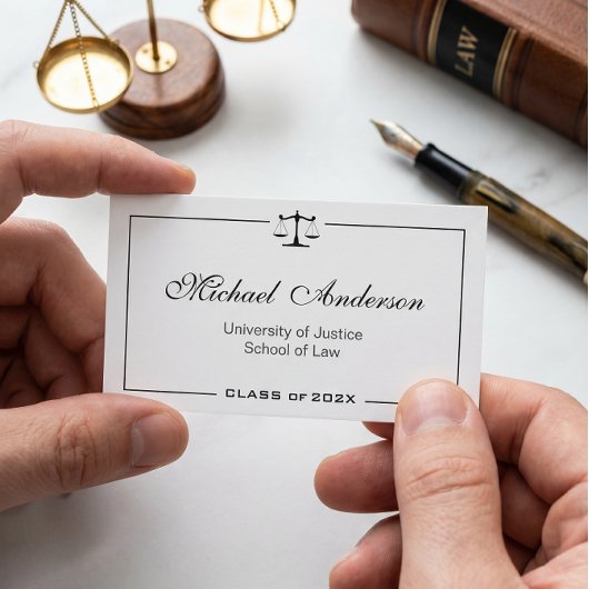 シンプルClean Black and White Law School Student コーリングカード