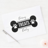 シンプルClean Black & White Dog Treat 楕円形シール (封筒)