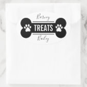 シンプルClean Black & White Dog Treat 楕円形シール (バッグ)