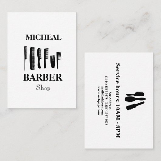 シンプルClean Cut理容師 名刺 (正面/裏面)