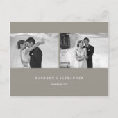 シンプルClean Gray Frame結婚's Thank You 2 Photo ポストカード (正面)