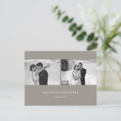 シンプルClean Gray Frame結婚's Thank You 2 Photo ポストカード (スタンド正面)