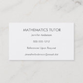 シンプルClean Mathematics Math Tutor Photo Collage 名刺 (裏面)