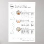 シンプルClean Minimalistホワイト写真価格表 ポスター (正面)