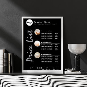 シンプルClean Minimalist Black Photo Price List ポスター