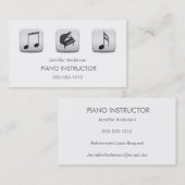 シンプルClean Piano Music Tutor Photo Collage 名刺 (正面/裏面)