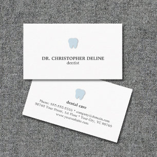 シンプルClean White Blue Teeth Logo歯医者 名刺