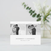 シンプルClean White Frame結婚's Thank You 2 Photo ポストカード (スタンド正面)