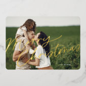 シンプルCleanne Christmas Family Photo 箔シーズンカード (正面)